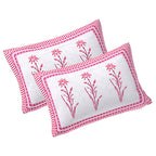 Rudra Bazaar Pink 210 TC Cotton Double King Bedsheet With 2 Pillow Covers - Distacart