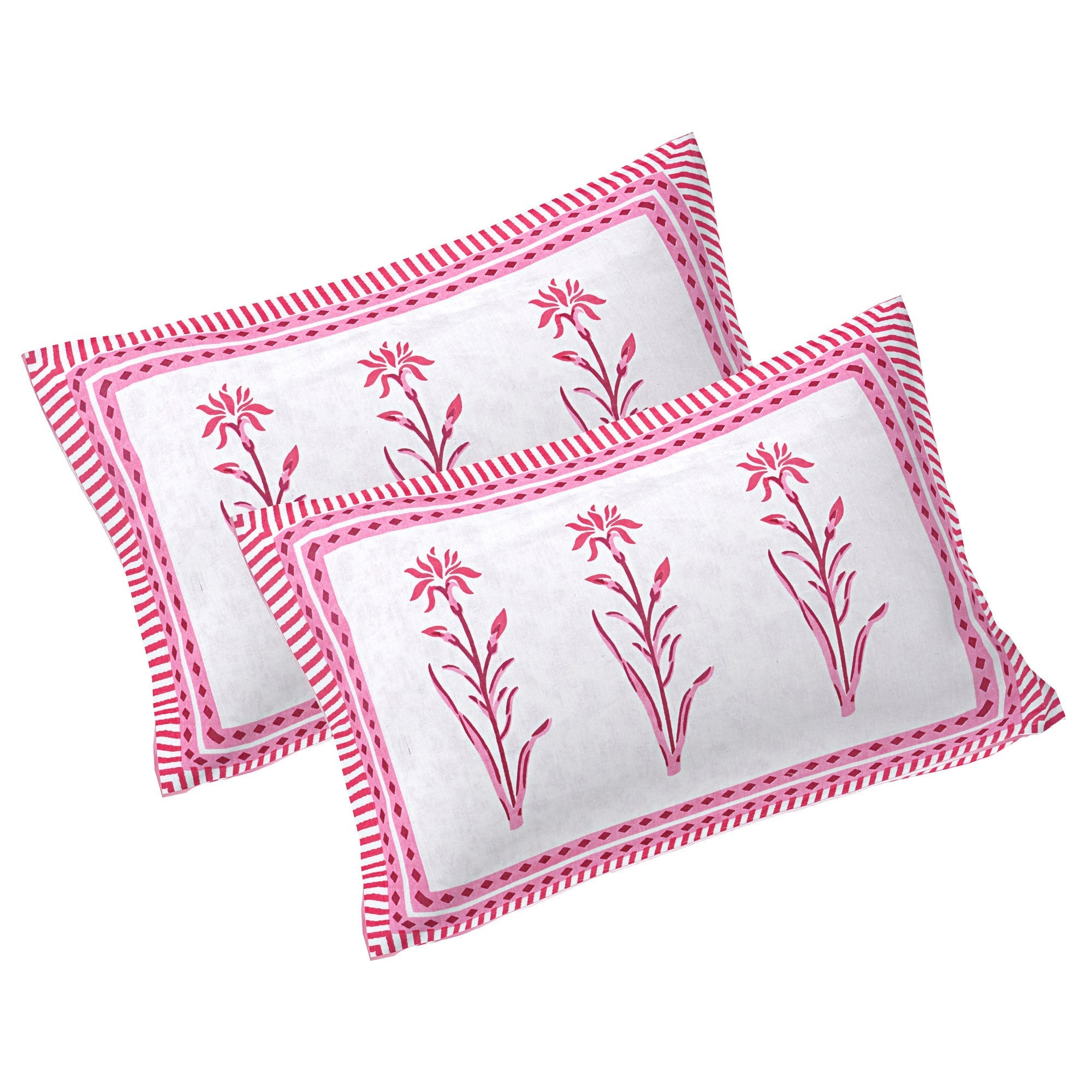 Rudra Bazaar Pink 210 TC Cotton Double King Bedsheet With 2 Pillow Covers - Distacart