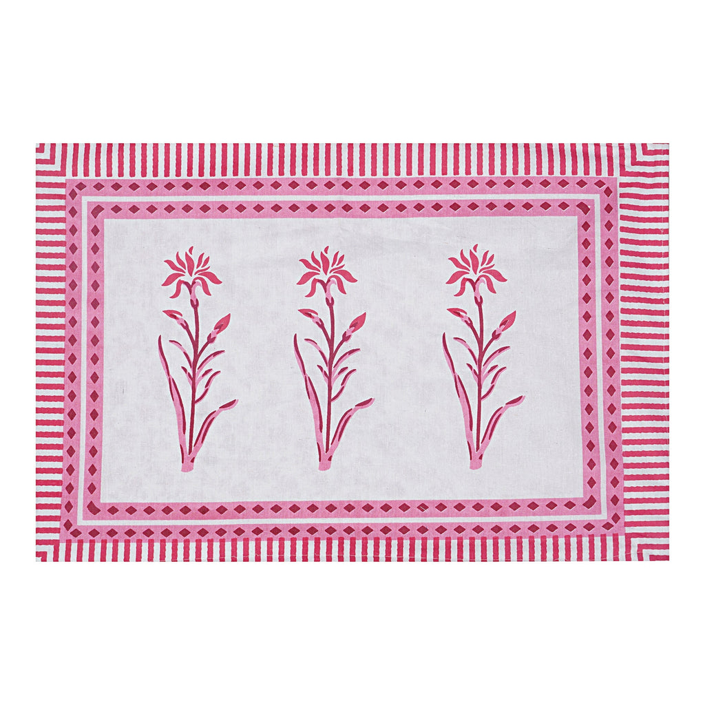 Rudra Bazaar Pink 210 TC Cotton Double King Bedsheet With 2 Pillow Covers - Distacart