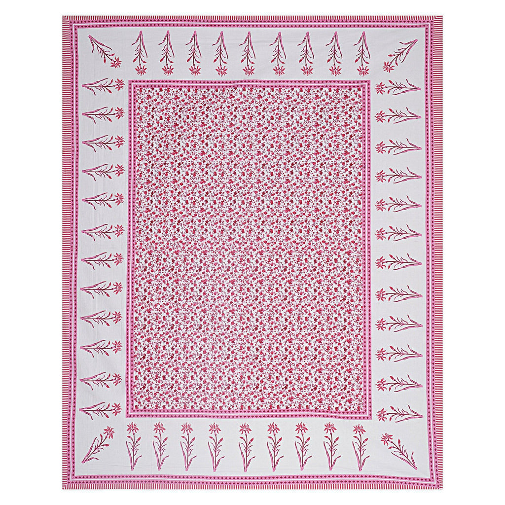 Rudra Bazaar Pink 210 TC Cotton Double King Bedsheet With 2 Pillow Covers - Distacart