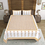 Rudra Bazaar Yellow 210 TC Cotton Double King Bedsheet With 2 Pillow Covers - Distacart