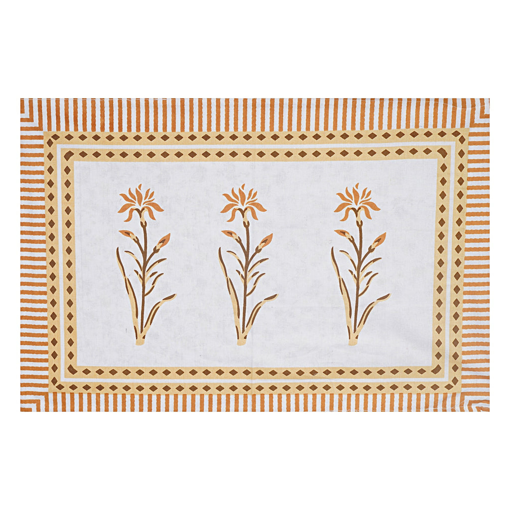 Rudra Bazaar Yellow 210 TC Cotton Double King Bedsheet With 2 Pillow Covers - Distacart