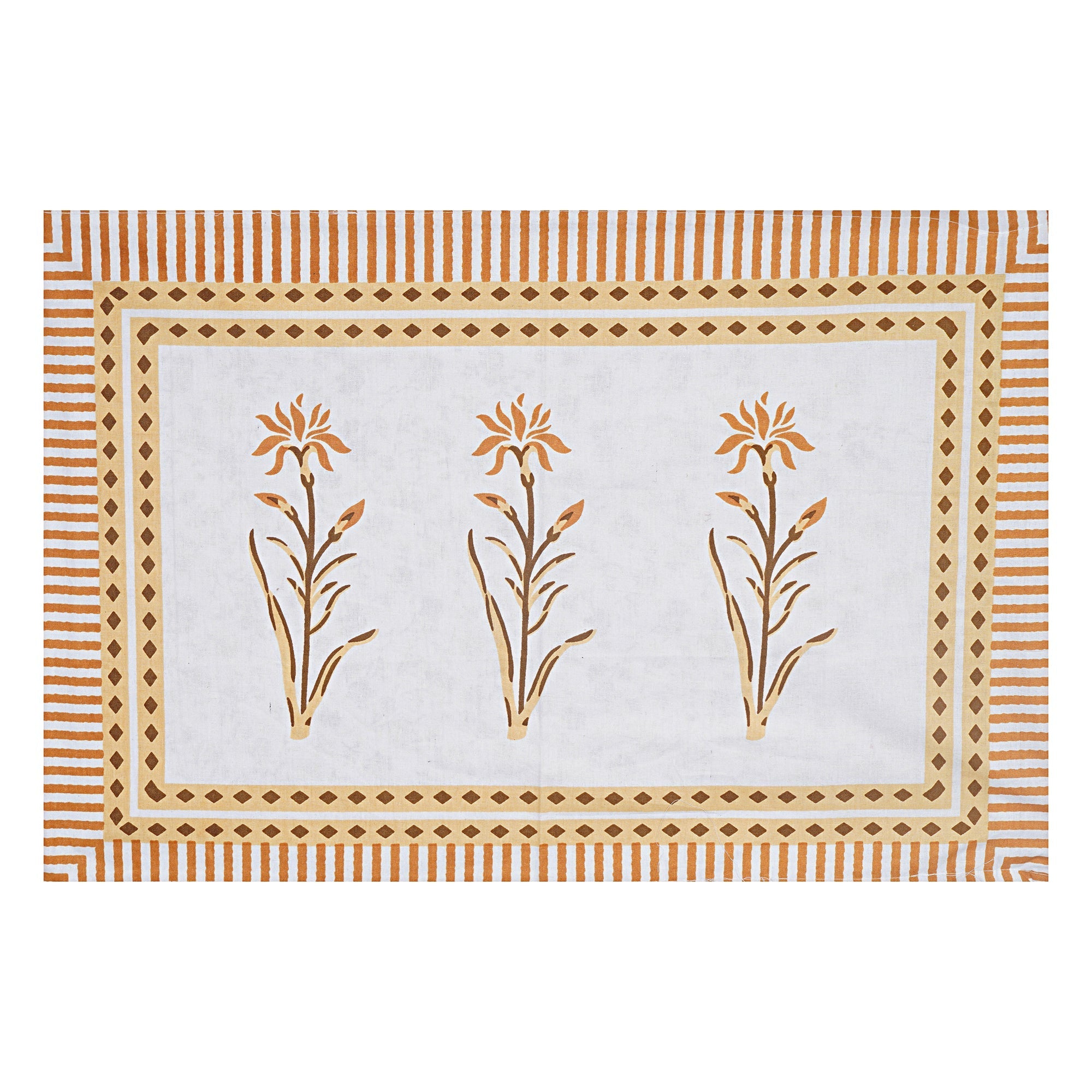 Rudra Bazaar Yellow 210 TC Cotton Double King Bedsheet With 2 Pillow Covers - Distacart