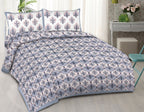 Rudra Bazaar Blue 210 TC Cotton Double King Bedsheet With 2 Pillow Covers - Distacart