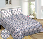 Rudra Bazaar Blue 210 TC Cotton Double King Bedsheet With 2 Pillow Covers - Distacart