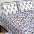 Rudra Bazaar Blue 210 TC Cotton Double King Bedsheet With 2 Pillow Covers - Distacart