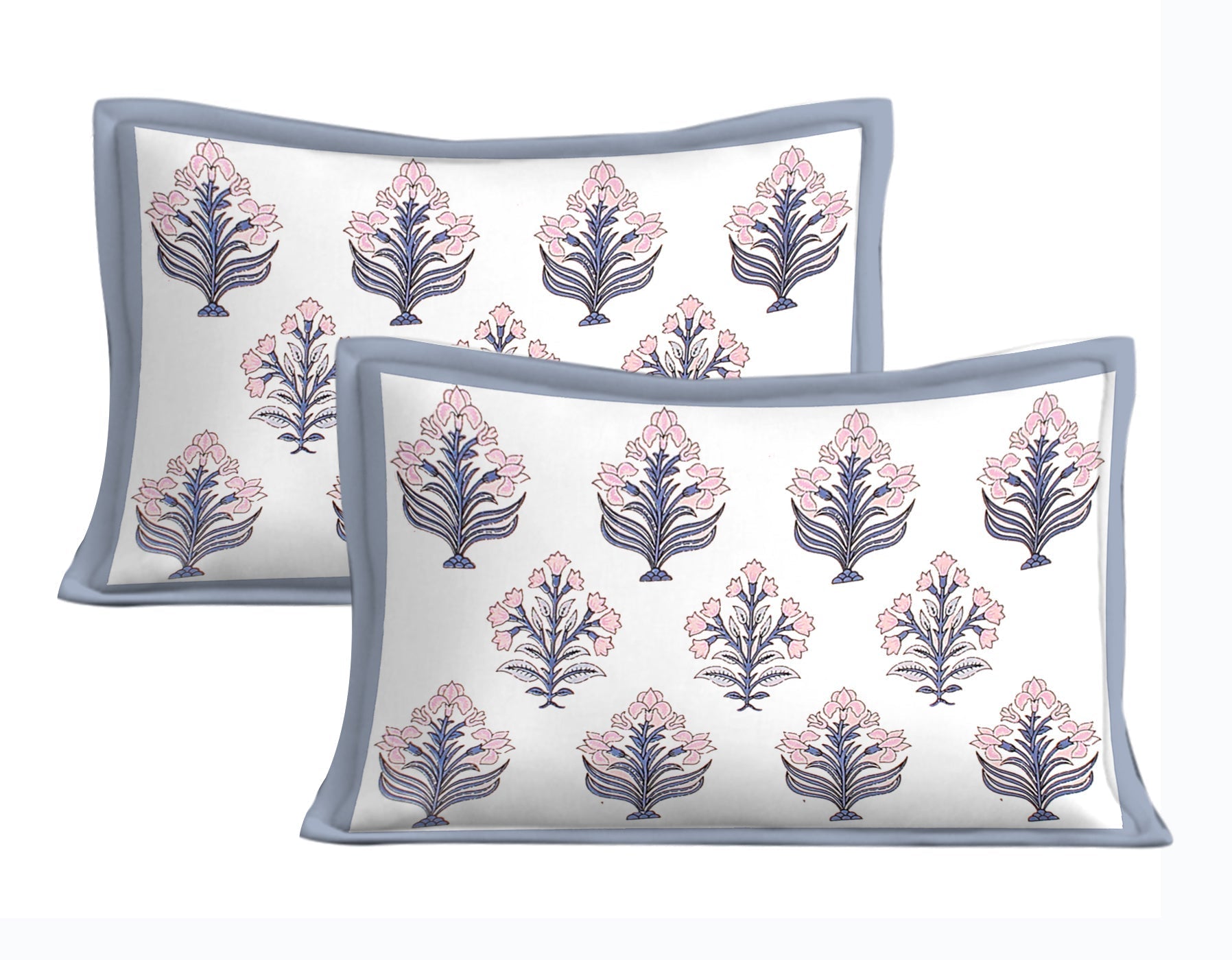 Rudra Bazaar Blue 210 TC Cotton Double King Bedsheet With 2 Pillow Covers - Distacart