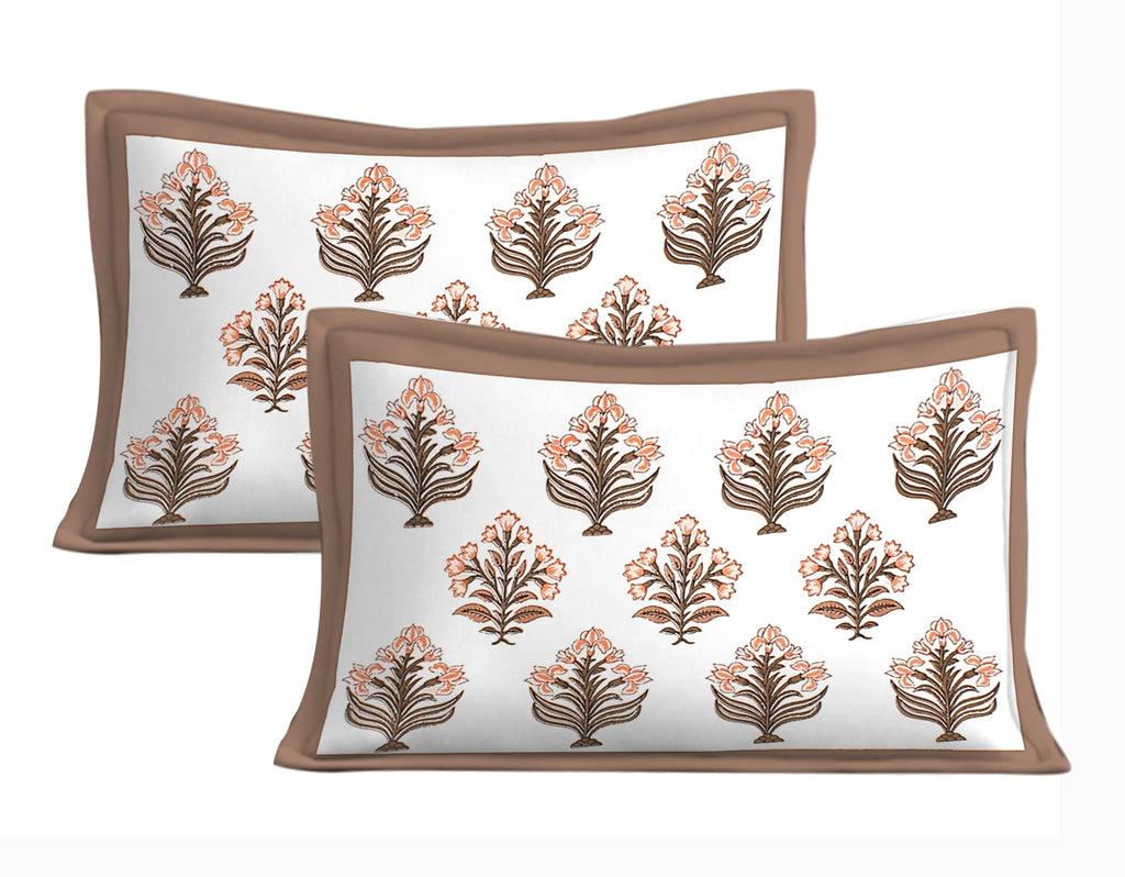 Rudra Bazaar Brown 210 TC Cotton Double King Bedsheet With 2 Pillow Covers - Distacart
