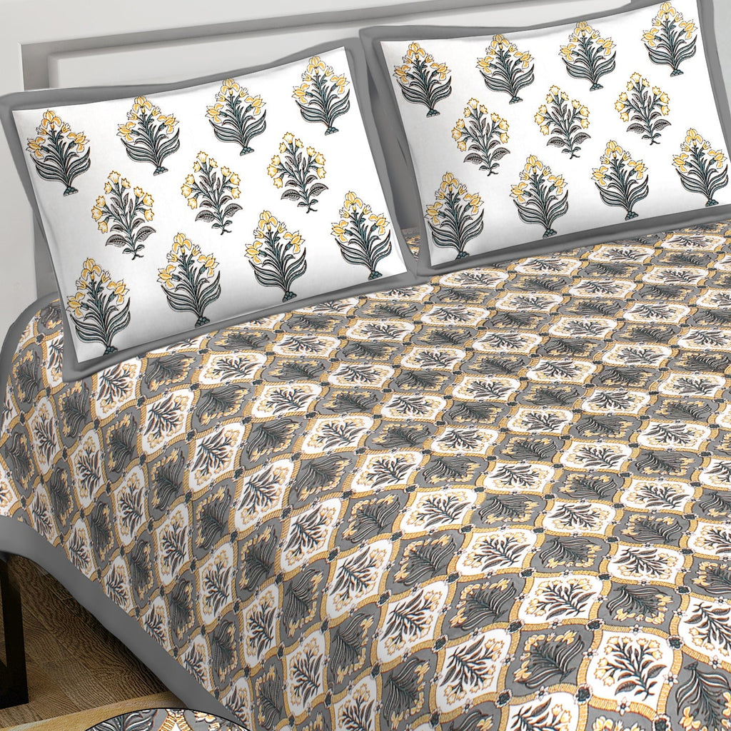 Rudra Bazaar Multi 210 TC Cotton Double King Bedsheet With 2 Pillow Covers - Distacart