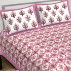Rudra Bazaar Purple 210 TC Cotton Double King Bedsheet With 2 Pillow Covers - Distacart