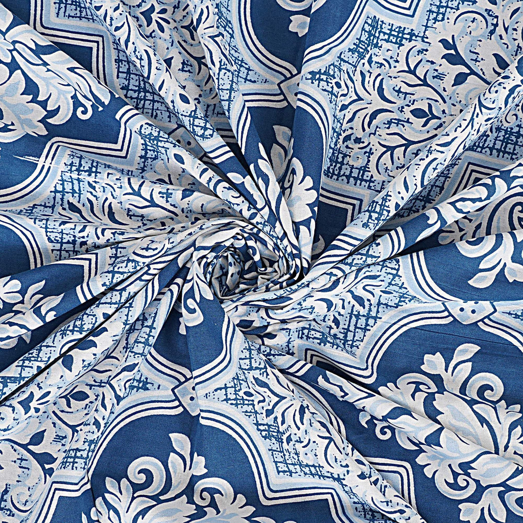 Rudra Bazaar Blue 210 TC Cotton Double King Bedsheet With 2 Pillow Covers - Distacart