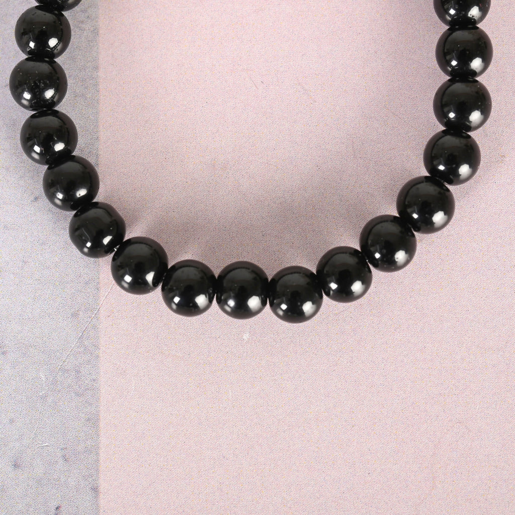 NVR Men & Women Black Marble Crystal Beaded Elasticated Bracelet - Distacart