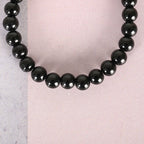 NVR Men & Women Black Marble Crystal Beaded Elasticated Bracelet - Distacart