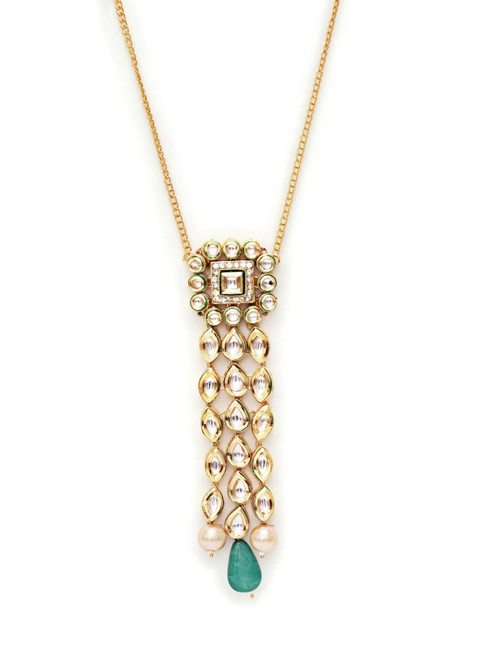 Kundan Necklace (Gold) - Ruby Raang