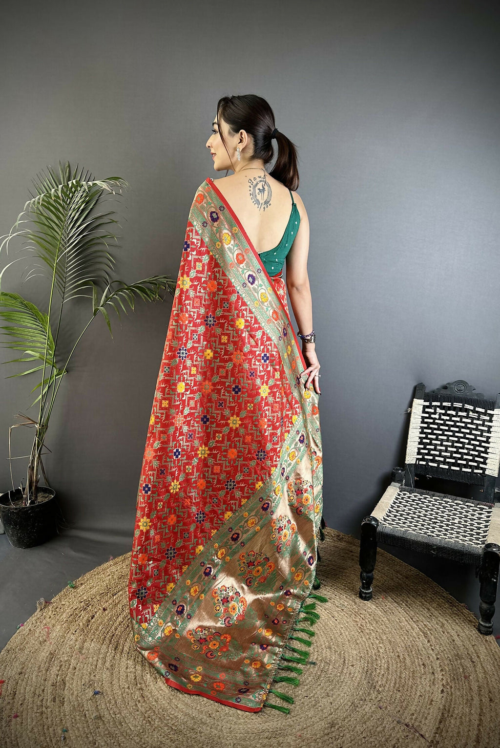 Joban Fashion Red Banarasi Soft Silk Woven Saree - Distacart