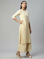 Ahalyaa Womens Chiku Pure Cotton Printed Kurta Palazzo Set - Distacart