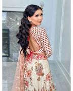 Teeya Creation Cream Colour Georgette Fabric Digital Print With Embroidery Work Lehenga Choli