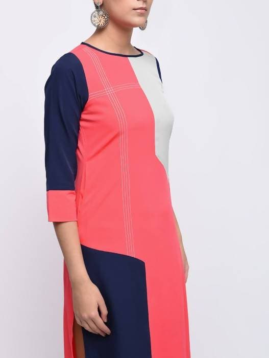 Aniyah Crepe Block Printed Multicolor Straight Kurta (AN-138K)