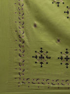 Yufta Women Blue and Green Embroidered Kurta with Trouser and Dupatta Set