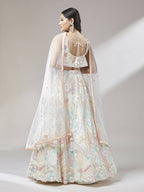 House of Panchhi Cream Net Sequinse Work Lehenga & Blouse with Dupatta