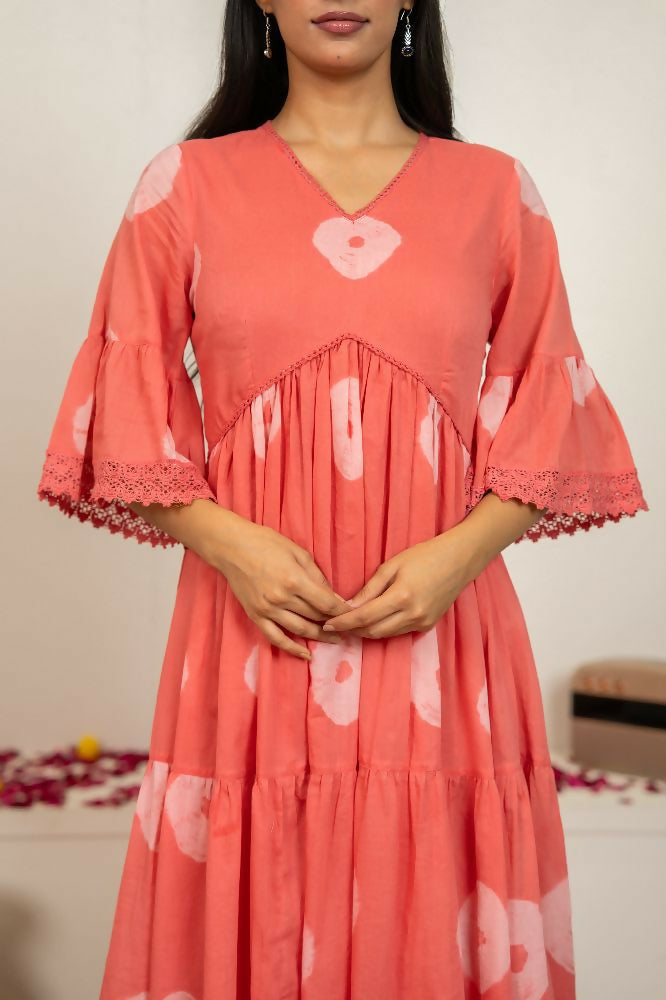 Joban Fashion Pink Tie & Dye Cotton Dress - Distacart