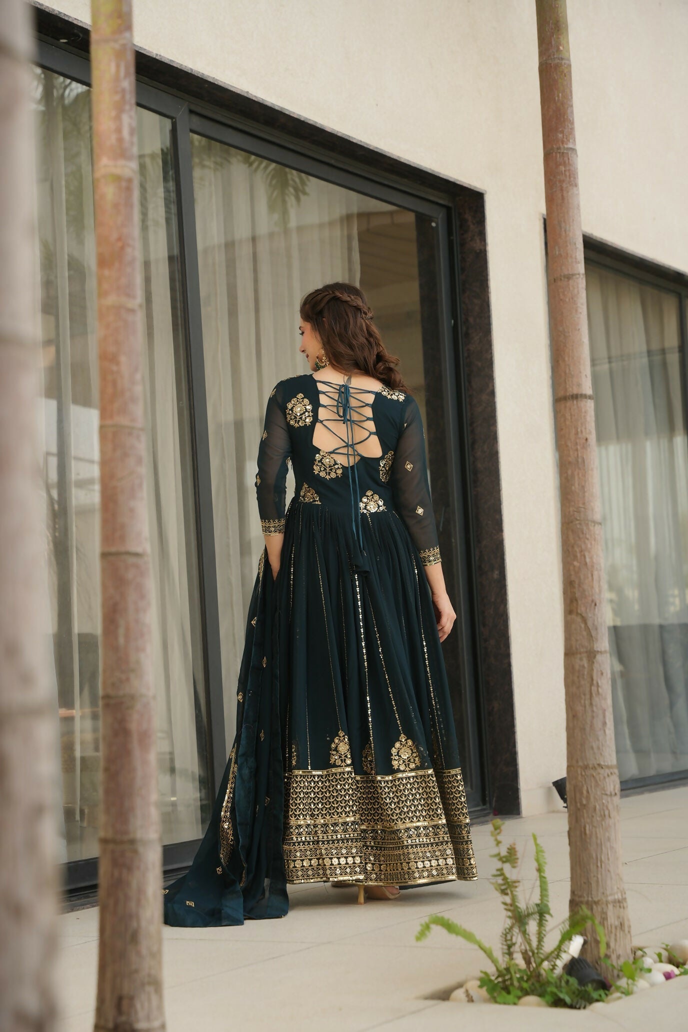 Joban Fashion Rama Georgette Sequence Embroidery Work Kurta Set - Distacart