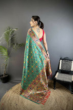 Joban Fashion Green Banarasi Soft Silk Woven Saree - Distacart