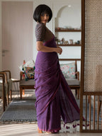 Suta Purple Solid Cotton Blend Saree - Distacart