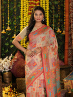 Shree Shyam Fashion Linen Cotton Off White Saree - Distacart