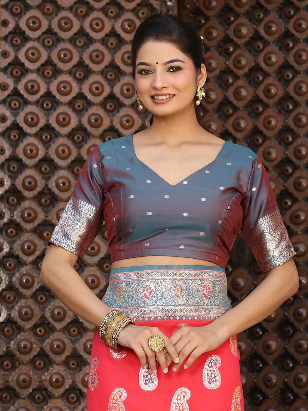 Shree Shyam Fashion Red Silk Saree - Distacart