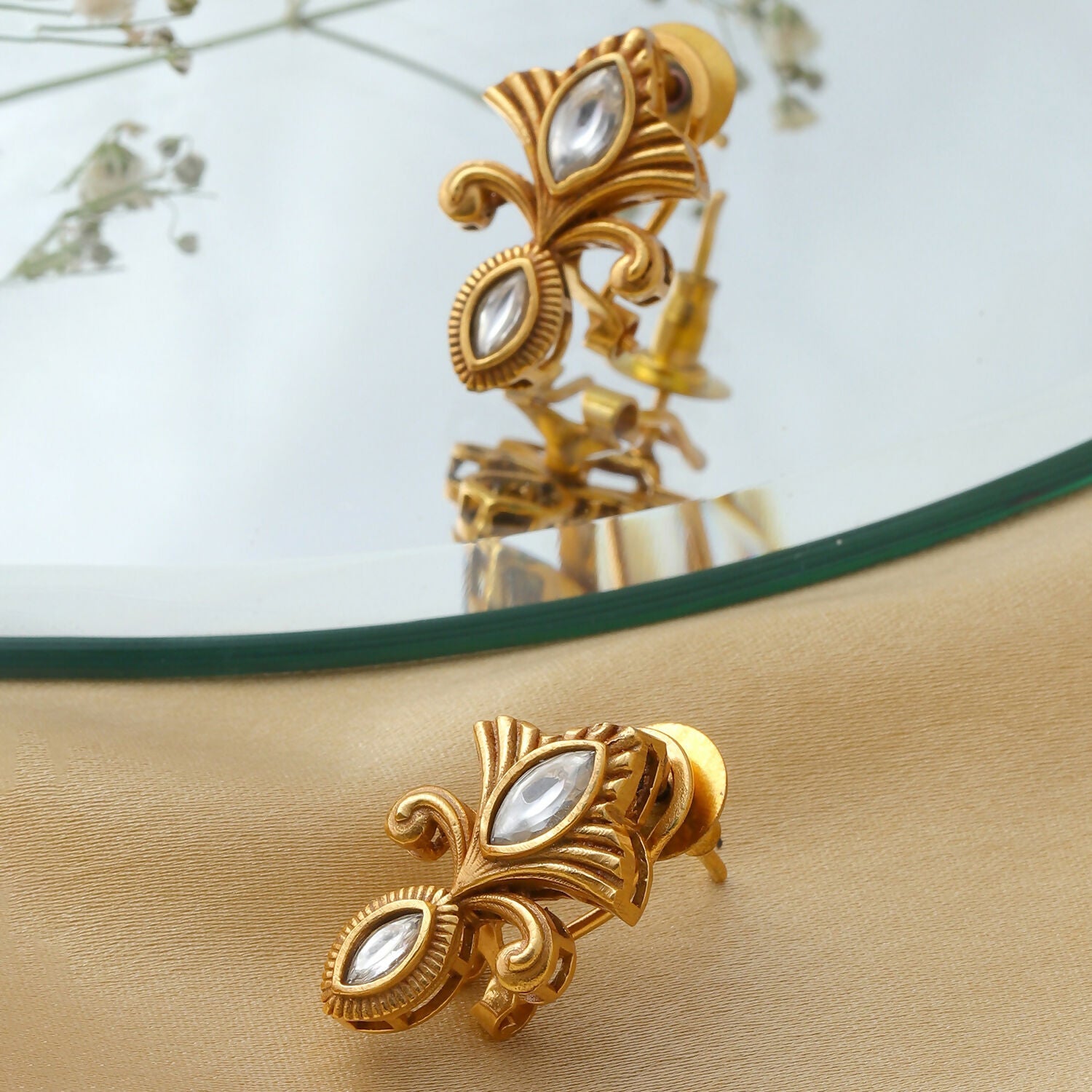 Golden Earrings (Gold) - Ruby Raang - Distacart