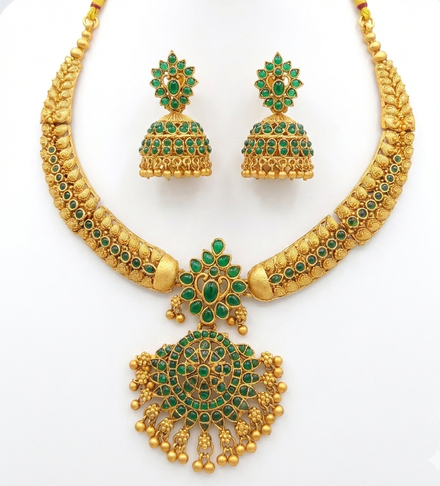 Jewel City Timeless Elegance Of Indian Heritage Handcrafted Green Necklace Set