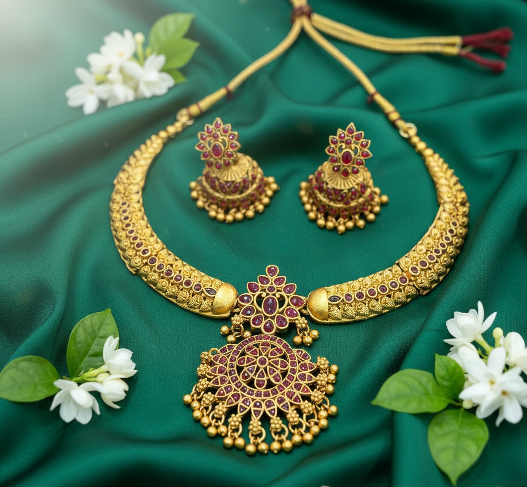 Jewel City Timeless Elegance Of Indian Heritage Handcrafted Red Necklace Set