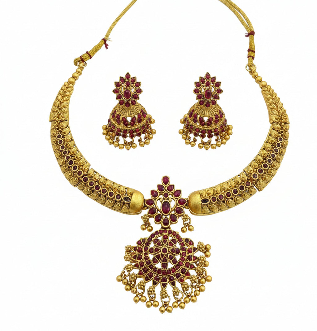 Jewel City Timeless Elegance Of Indian Heritage Handcrafted Red Necklace Set