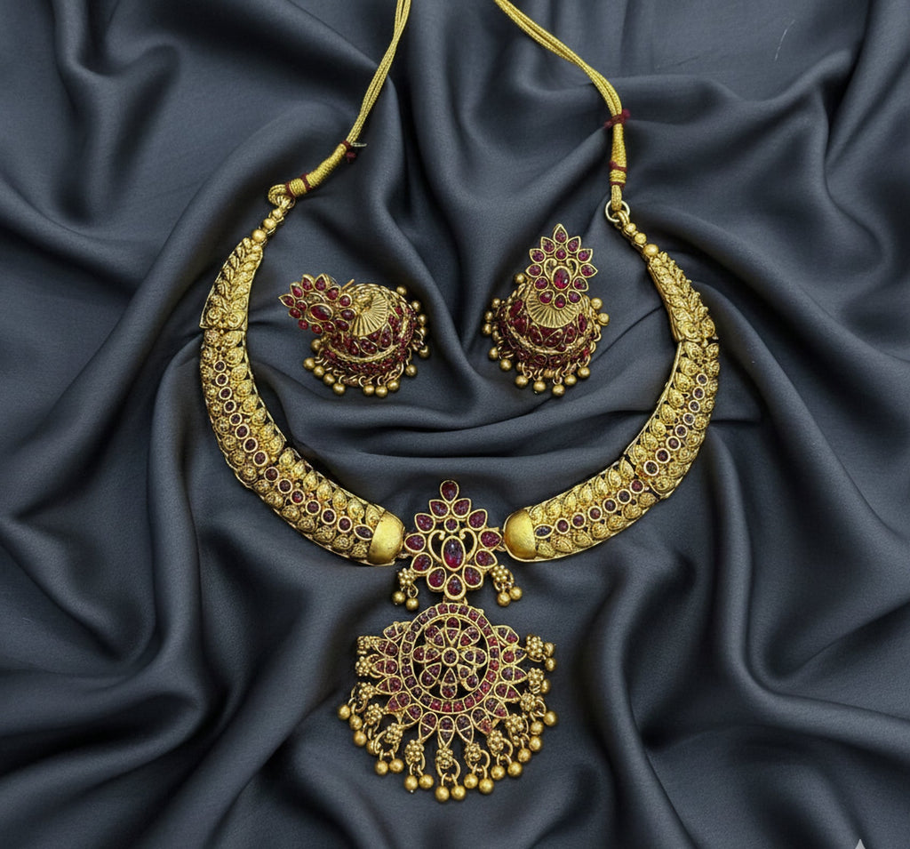 Jewel City Timeless Elegance Of Indian Heritage Handcrafted Red Necklace Set