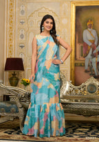 Partywear Designer Sky Slime Georgette Fancy Saree - Anbazaar - Distacart