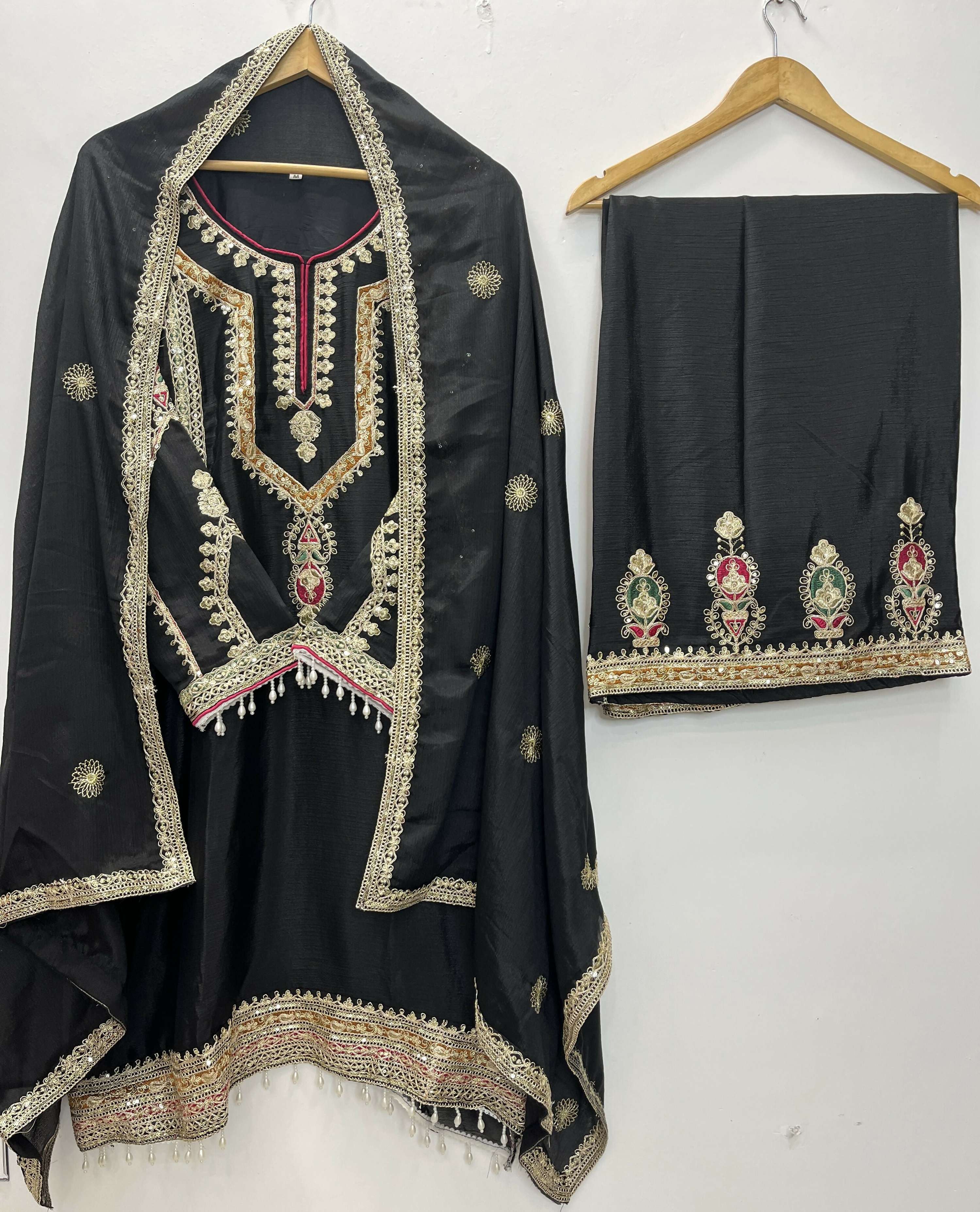 Teeya Creation Black Color Chinon Silk Party Wear Trending Palazzo Set - Distacart
