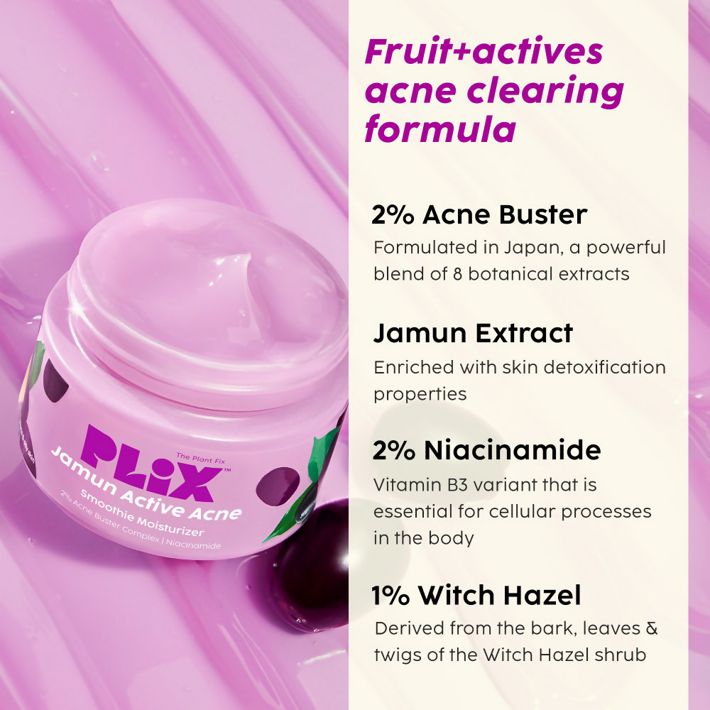 PLIX The Plant Fix Jamun Active Acne Regime With Cleanser, Toner & Moisturizer For Women & Men