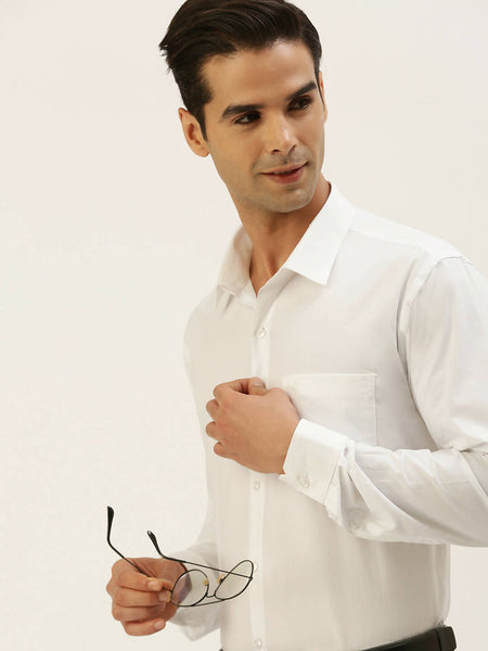 Ramraj Cotton Mens Full Sleeve Formal 100 % Cotton White Shirt