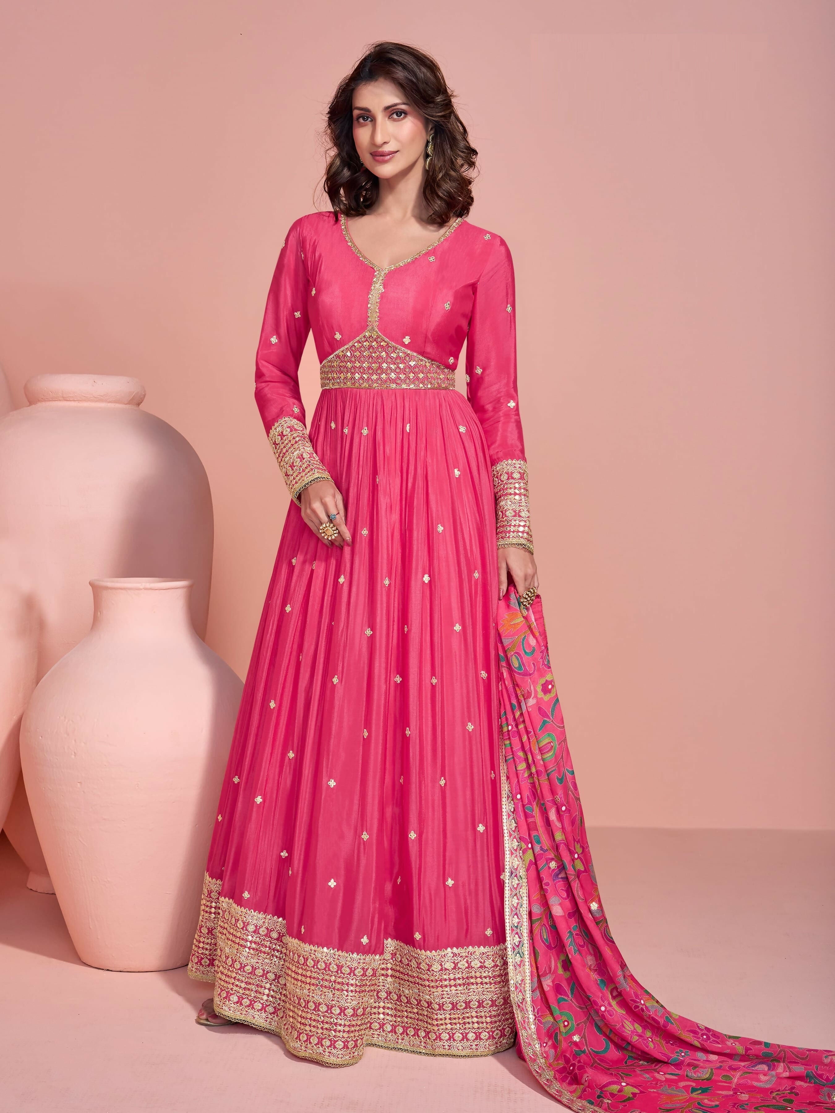 Anaita Yellow Embroidered Silk Anarkali Suits - Distacart