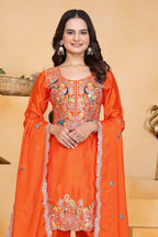Teeya Creation Orange Color Chinon Silk Party Wear Punjabi Dhoti Suit - Distacart