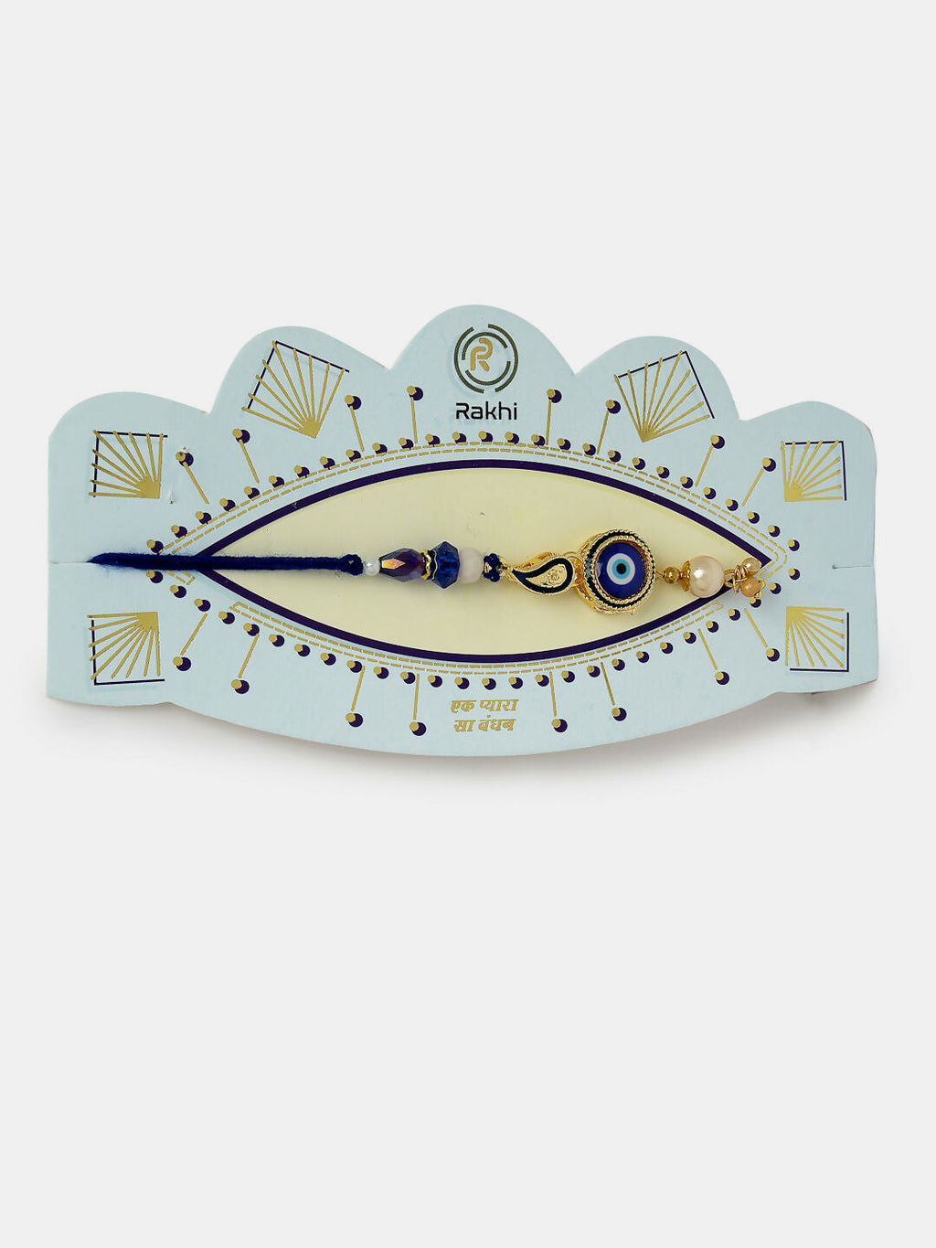 NVR Women & Men Set of 2 Blue Evil Eye Beaded Bhaiya Bhabhi Rakhi With Roli Chawal - Distacart