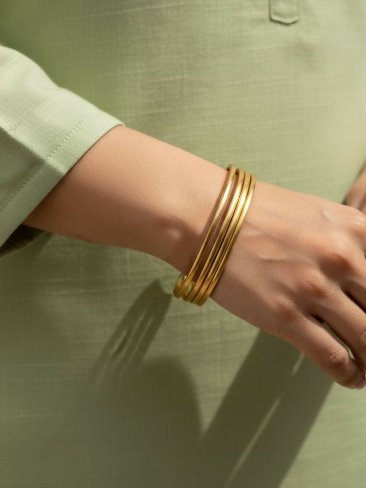 NVR Women Set of 4 Gold Plated Handcrafted Bangle - Distacart