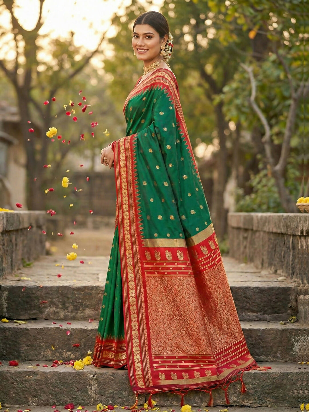 Shree Shyam Fashion Green Soft Silk Saree - Distacart