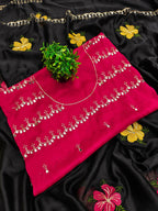 Teeya Creation Black Rangoli Silk Embroidery Work Party Wear Designer Saree - Distacart