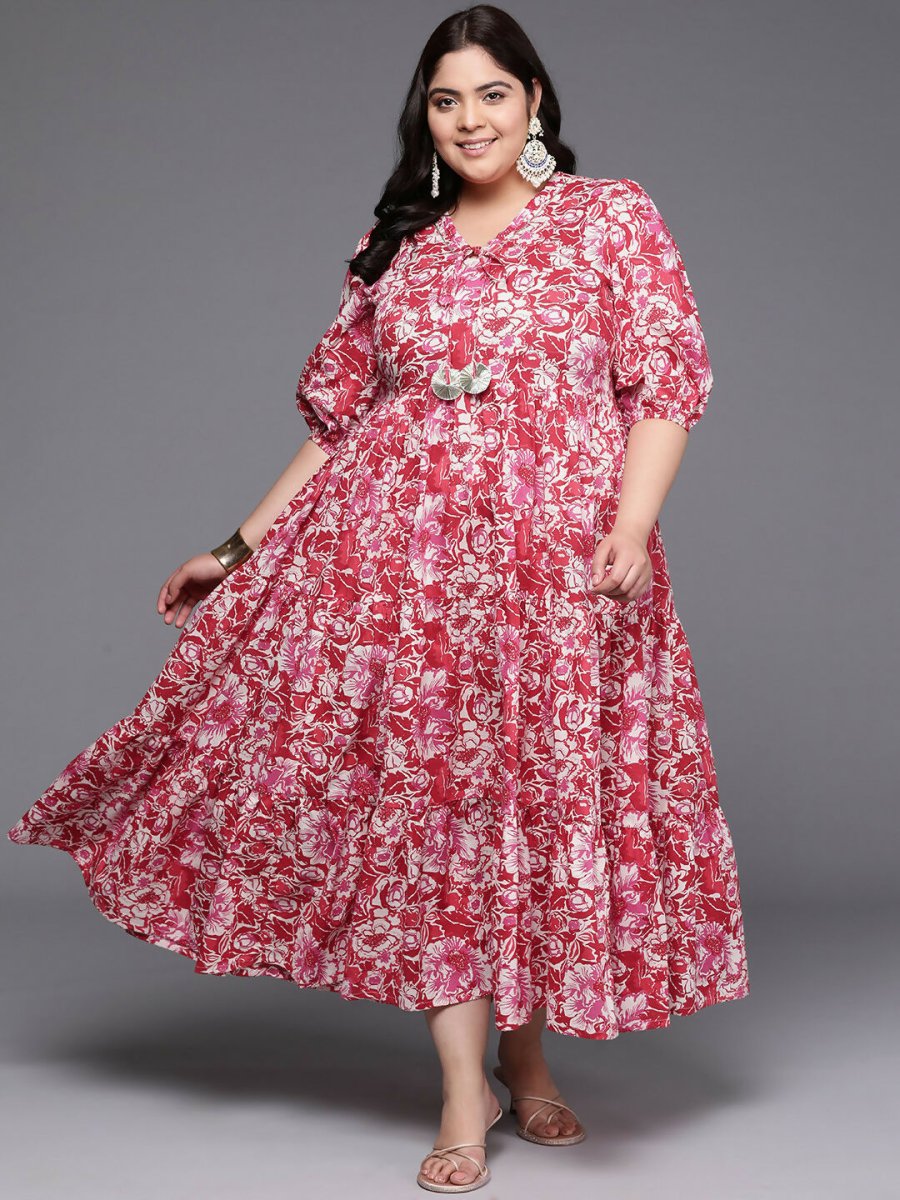 Ahalyaa Women's Traditional wear Ethnic Dress - Red - Distacart