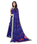 Vamika Blue Georgette Printed With Lace Saree - Distacart