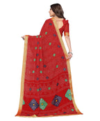 Vamika Red Georgette Printed With Lace Saree - Distacart