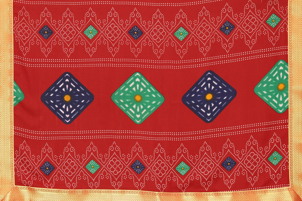 Vamika Red Georgette Printed With Lace Saree - Distacart