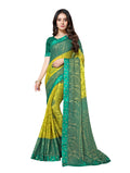 Vamika Light &Dark Green Designer Brasso Sarees With Exclusive Soft Banarsi Brocket Lace